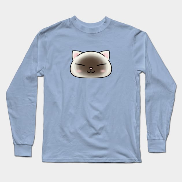 Cute Seal Point Cat Face Long Sleeve T-Shirt by Takeda_Art